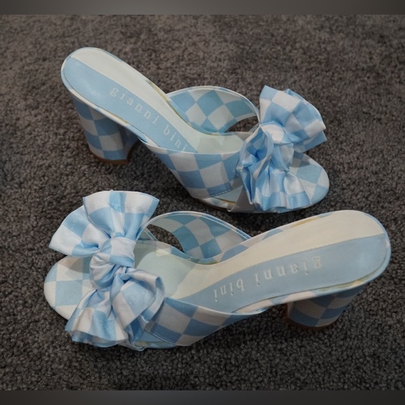Gianni Bini Blue Checkered Heels - Picture 2 of 3